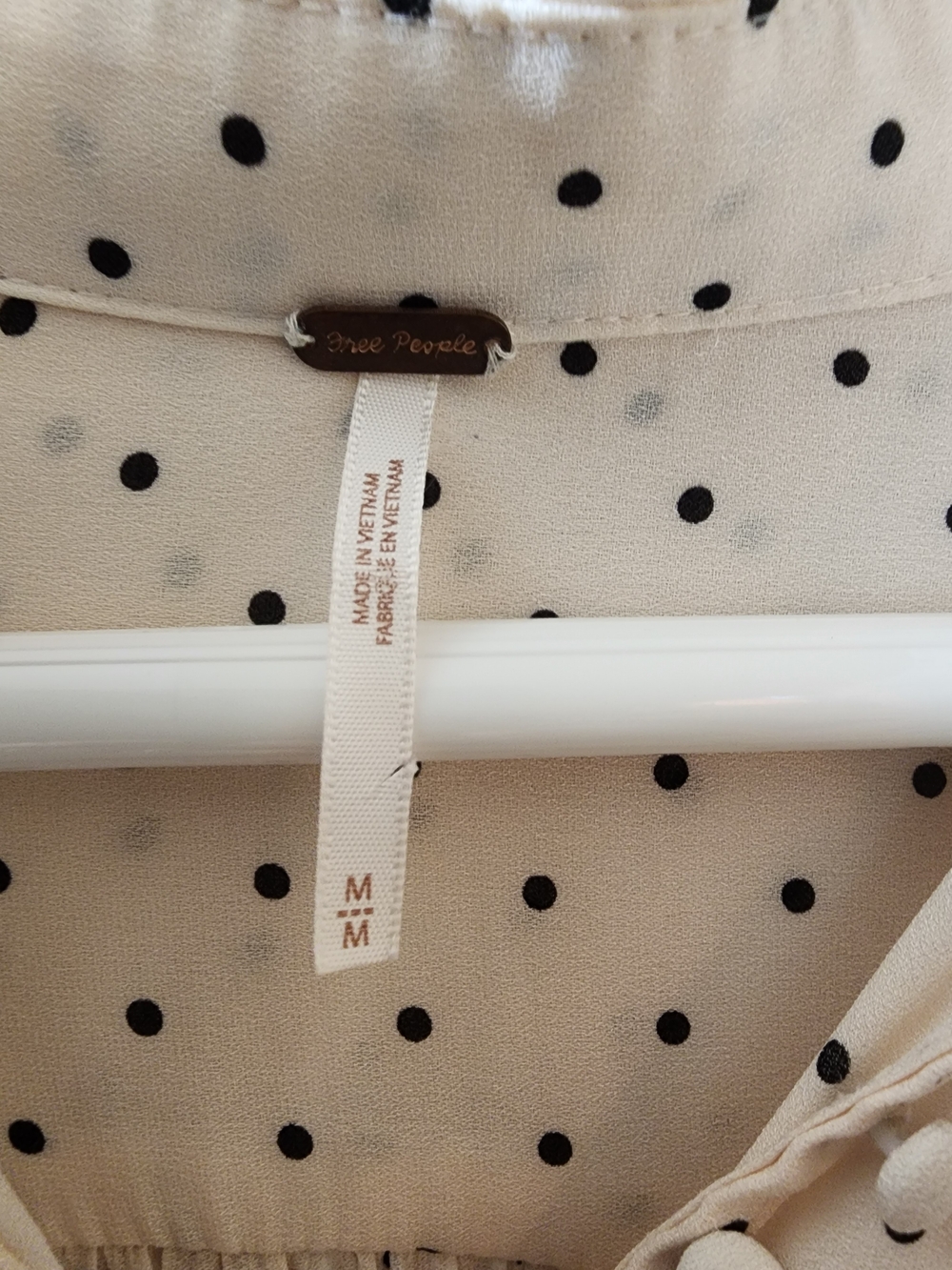 Free People Cream Blouse with Black Polka Dots - Picture 2 of 5